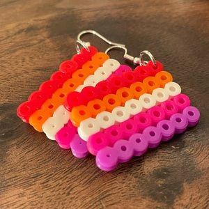 Handmade Perler Bead Pride Flag Earrings